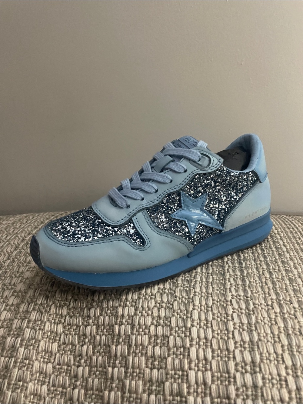 Women’s Light Blue Glitter Star Sneakers